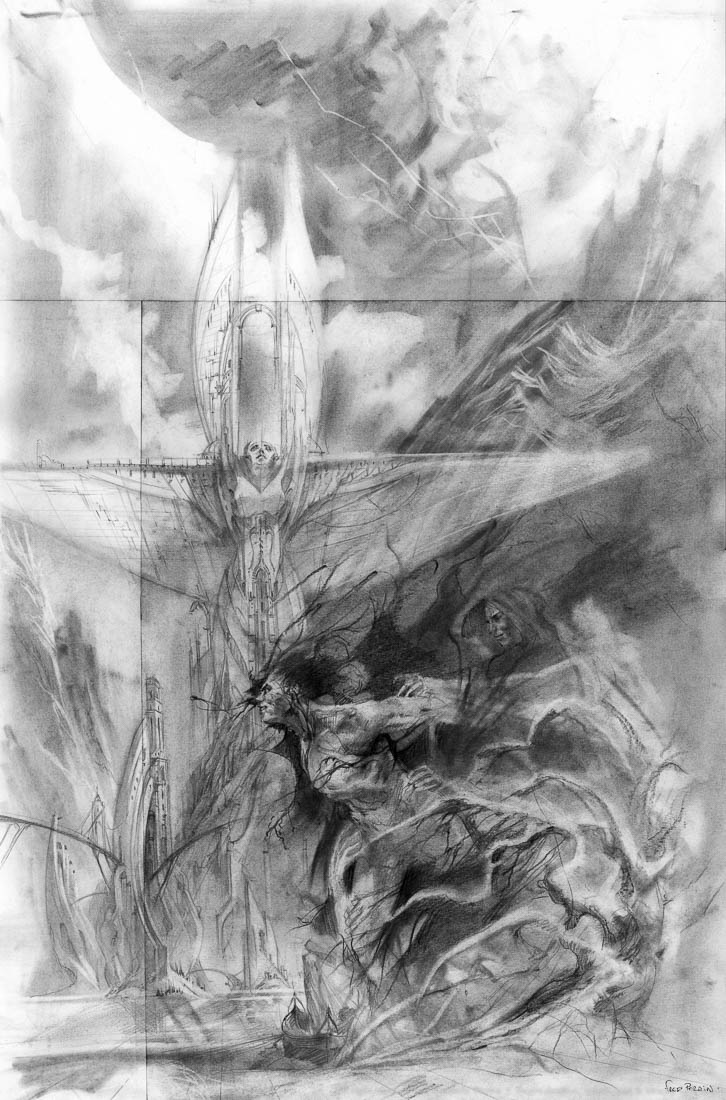 Illustration coverart for the book of Brent weeks. Sketches