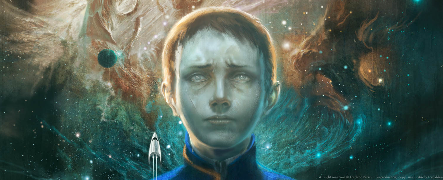 Coverart for the book of Orson Scott Card. 
"How to paint this fantastic child Ender and show all of his emotions on a single image.."